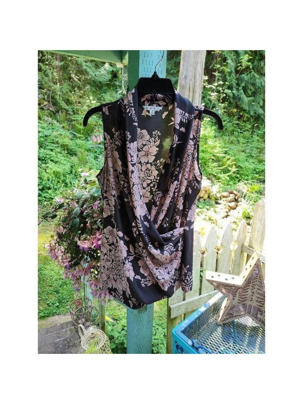 Charming Floral Sleeveless Wrap Top Cabi Small